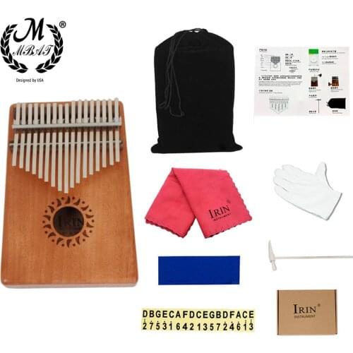 M MBAT 4 Color 17 Keys Mahogany Kalimba Finger Thumb Piano Sun Thumb Piano Sanza Keyboard Musical Instrument with Tuner Hammer