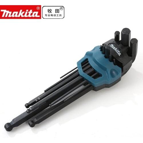 Makita B-65894 Ball End L-shaped Extended Allen Wrench Set 6-point Screwdriver Hex 9-piece Repair Tool Allen Wrench 1.5-10mm