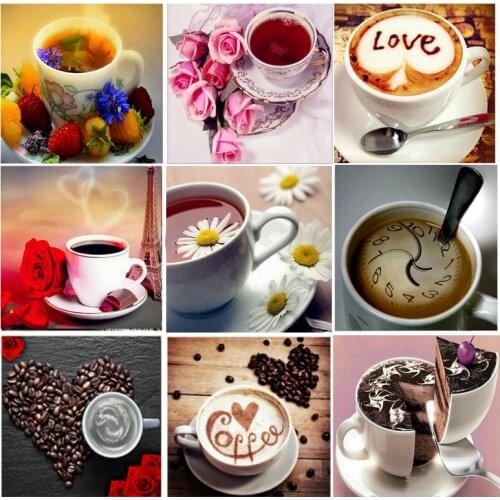 MHD 5d diy Full Square drill Diamond Painting Cross stitch Coffee cups Rhinestone Diamond embroidery Mosaic home adorn