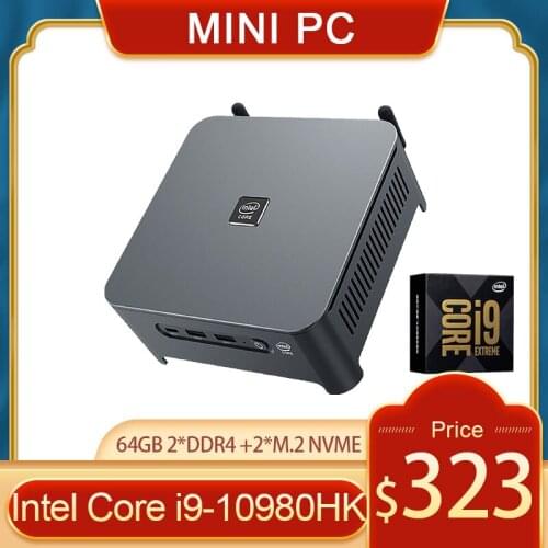 TOP 10th Gen Intel Core Mini PC Computer i9 10980HK i7 10750H i5 10300H Windows10 2*DDR4/M.2 DP HDMI Type-C Triple 4K HTPC NUC