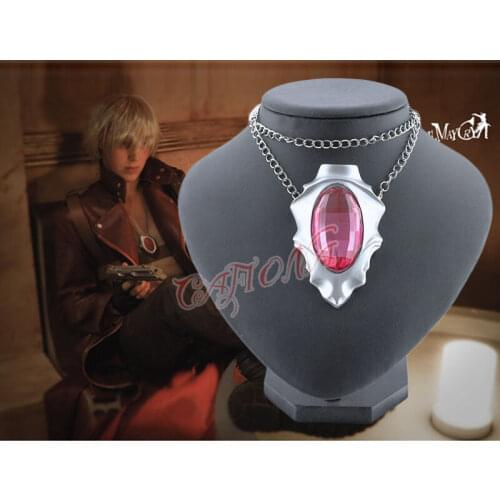 Fashion Resin Pendant Necklace Dante Cosplay Accessory Chain Necklace Red Stone Pendant