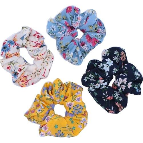 4 pcs/lot Spring Summer Florals Hair Elastic Scrunchies Ponytail Holder Hair Tie Classical Elastics Hair Bands for Girl