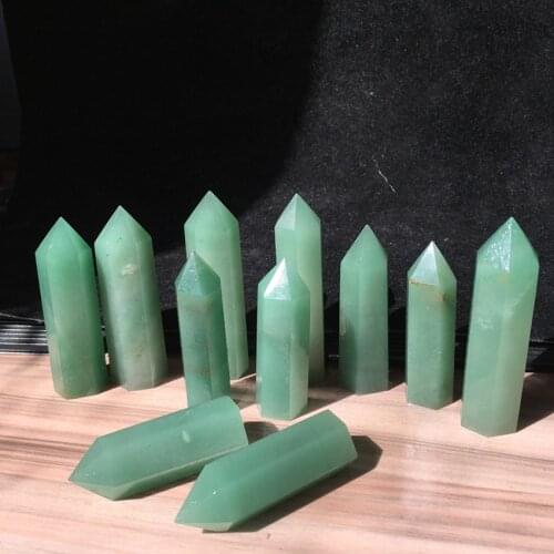 Natural quartz crystals green Dongling jade wand obelisk healing home decorations are powerful in energy