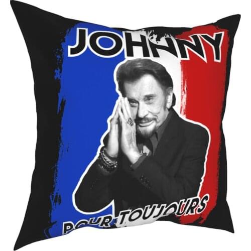 Johnny Hallyday Forever Pillowcover Decoration Rock Music Cushions Throw Pillow for Car Polyester Double-sided Printing Unique