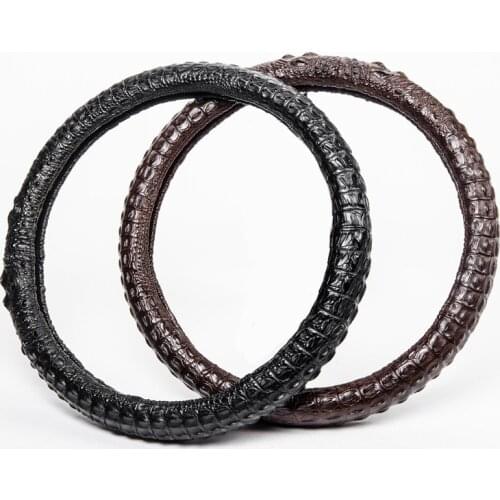 2020 New Crocodile Genuine Leather Car Steering Wheel Cover Universal 38cm Steering Wheel Wrap Upgrade Your Luxury Car Interior