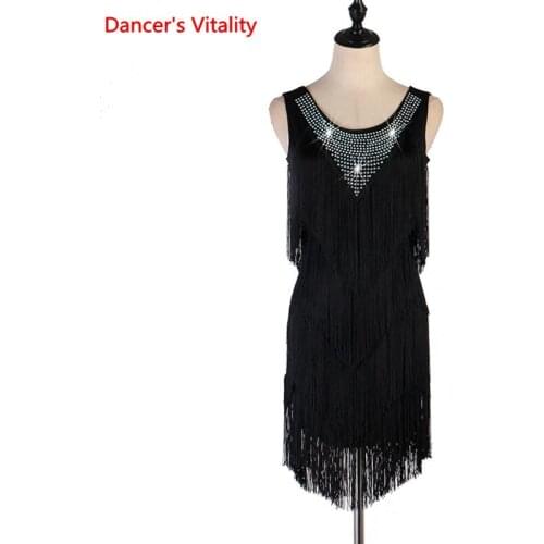 New Arrival Professional Customized Women Black Ballroom Dress Sheer Clothes Waltz Modern Dance Tango Cha-Cha Dress Garments