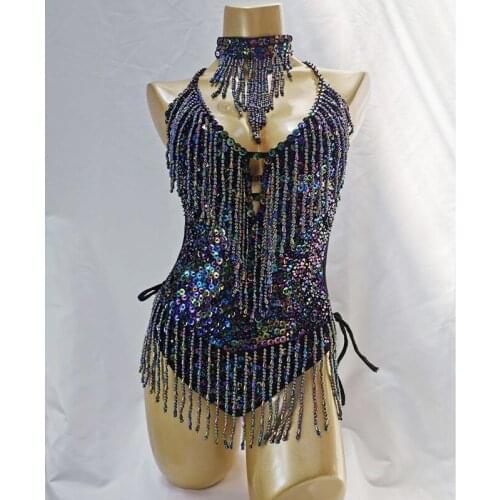 New Style One Piece Leotard Dancewear Bellydance Accessories Sexy Women beading Sequin Bodysuit Belly Dancing Costume Adult