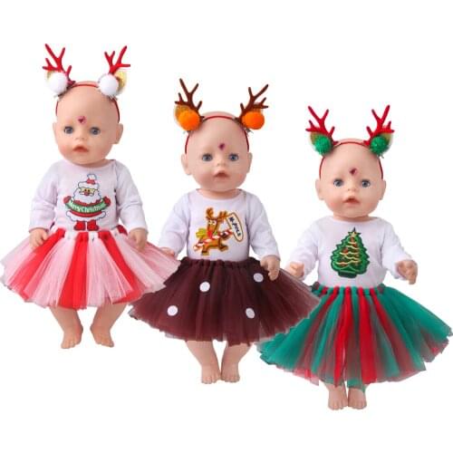 40-43 Cm Boy American Dolls Clothes Christmas Deer Suit Skirt Newborn Baby Toys Dress Fit 18 Inch Girls Doll Gift f943