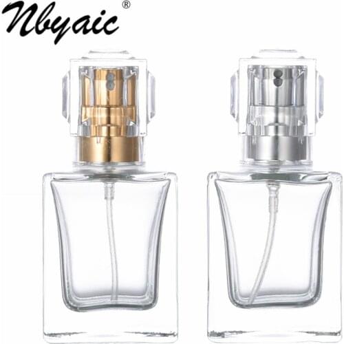 Nbyaic Perfume dispensing bottle 30ml portable empty bottle 50ml rectangular clear glass bottle dispensing spray bottle 1pcs