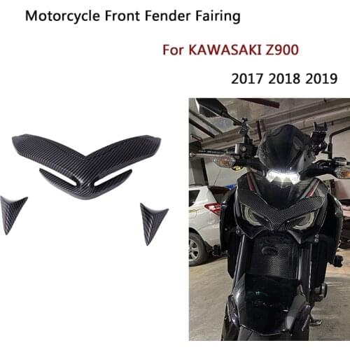 For KAWASAKI Z900 Motorcycle Front Fairing Aerodynamic Winglets Cover Beak Nose Cone Extension Cowl Carbon Look 2017 - 2019