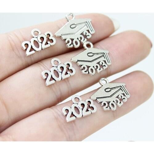 Yamily 25pcs/15*17mm Year Number 2023 Charm Zinc Alloy Pendants For Necklace Earring Diy Jewelry Making Jewelry Finding 2Colour