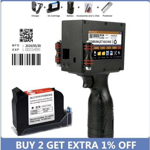 12.7mm 600DPI Variable QR Bar Handheld Printer Portable Hand Jet Handheld Thermal Inkjet Printer with 4.3 Inch LED Touchscreen