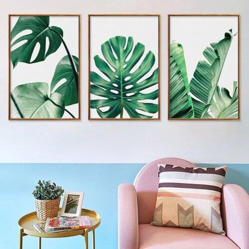 Tropical Leaf Print Posters Leaf Palm Banana Canvas Painting Green Leaves Wall Art Living Room Decoration