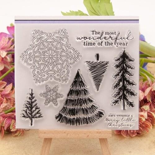 YPP CRAFT Snowflake And Tree Transparent Clear Silicone Stamps for DIY Scrapbooking/Card Making/Kids Fun Decoration Supplies 382