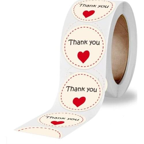 Dotted Love Heart Thank You Sticker Labels Sealing Color Paper Stationery Supply Decoration Scrapbooking Stickers 50PCS