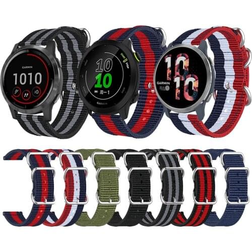 Band For Garmin Venu 2 2s Woven Nylon Strap Vivoactive 3 4 45mm 4S 40mm Watchband Bracelet Forerunner 158 245 245M 645 Wristband