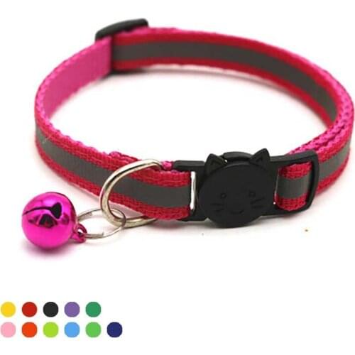 With Cat Bell Solid Color Fashion Night Reflective Cute Cat Head Traction Dog Collar Anti-lost Pet Supplies Dogs Accessoires
