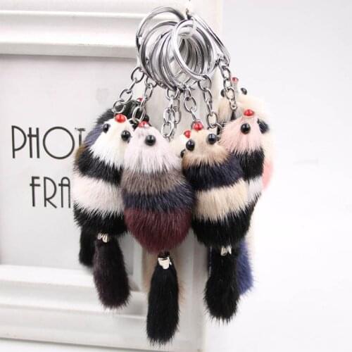 Random Color 1pcs New Cute Fluffy Fox Ball Key Chain Keyrings Pompom Fox Fur Charm Keychain Car Bag Key Ring Women Jewelry