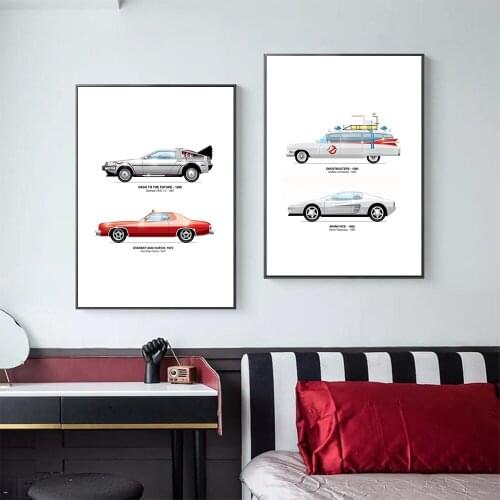 Modern Legendary Movie Cars Prints Posters Racing Model Canvas Painting Wall Art Pictures Interior Bedroom Unique Home Decor