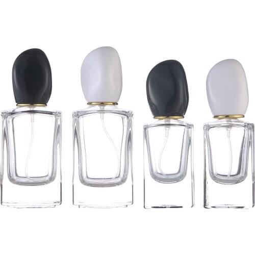 30ml 50ml Transparent Spray Bottle Black/White Cover Glass Filling Bottle Perfume Empty Bottle Perfume Atomizer 1pc