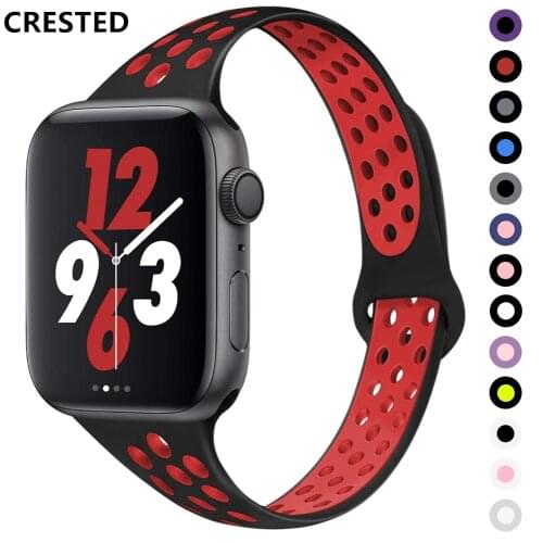 Slim strap For Apple Watch band 40mm 44mm iWatch Band 38mm 42mm Breathable Sport silicone bracelet Apple watch series 4 3 5 SE 6