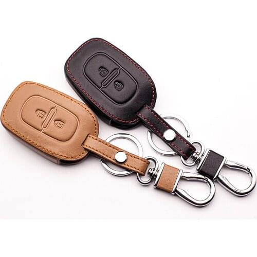Car styling 2 button key remote control, car cover leather keys for Renault dacia Duster 2016 2017, car key dust collector shell