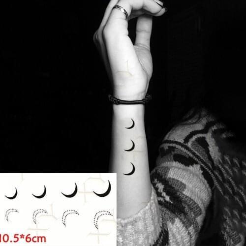 Waterproof Temporary Tattoo Sticker Small Pattern Moon Diamond Pray Cross Flash Tattoo Fake Tatto Neck Wrist Finger Women Men