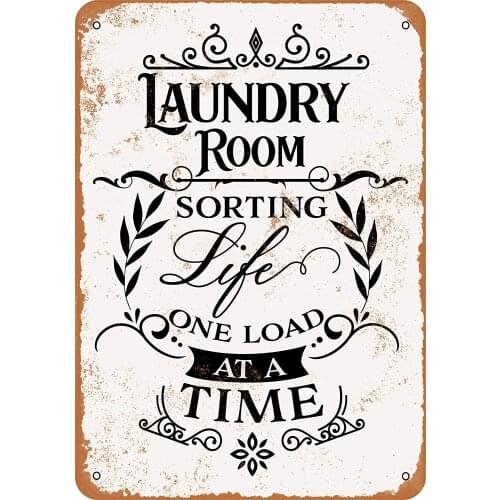WallColor 8*12 Metal Sign Laundry Room, Sorting Life One Load at a Time Vintage Look