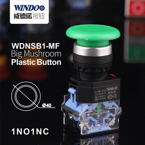 WDNSB1-M red Mushroom head emergency stop button 22mm green big button plastic switch