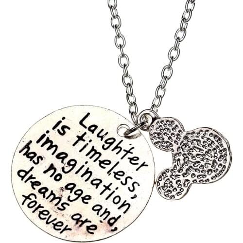 "Laughter is timeless,imagination has no age and dreams are forever"cute cartoon Mickey Minnie letter pendant necklace for women