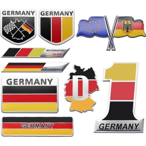 1PCS Aluminum 3D Car Decal Germany Flag Badge Sticker For Audi Peugeot Mitsubishi Dodge Toyota Bmw Volkswagen Auto Accessories