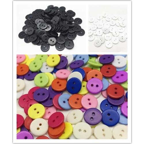 100pcs 15mm Black/White/Multi Resin Round 2 Holes Sewing Shirt Buttons For Scrapbooking Embellishments DIY Crafts Cardmaking