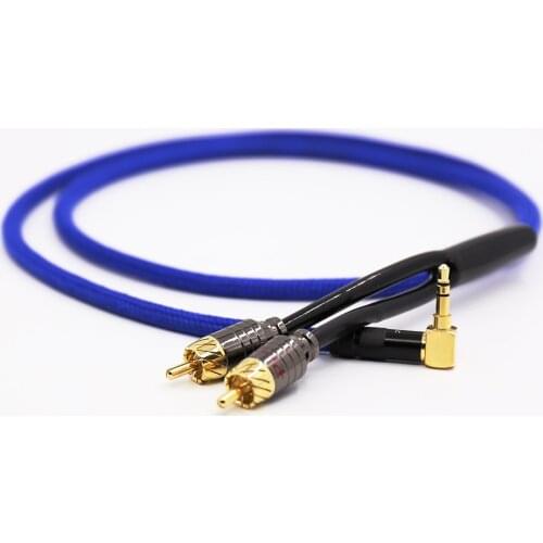 3.5MM Right Angled Plug To 2RCA Phono Male Hifi Audio Cable 1M