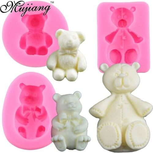 3D Baby Party Gumpaste Chocolate Candy Moulds Cute Teddy Bear Silicone Cake Molds Fondant Cake Decorating Kitchen Baking Tools