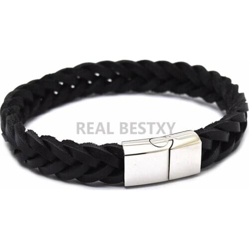 5pcs/lot Mens leather bracelet Leather bangles for men Magnetic-Clasp Cowhide Braided Multi Layer Wrap Bracelet man pulseras