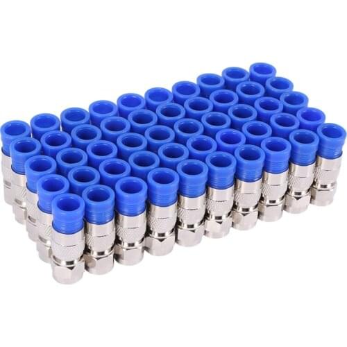 50PCS RG6 Compression Connectors Coaxial Cable Waterproof Connection F Compression Connector RG6 Coaxial Compression Tool