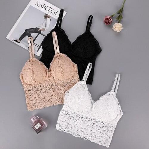 Linbaiway Sexy Deep V-neck Bras Bralette Underwear Women Hollow Lingerie Wire Free Bralette Seamless Padded Intimates Female