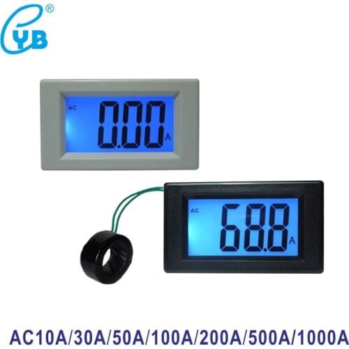 YB4835D LCD Digital Ammeter AC 10A 30A 50A 100A 200A 500A 1000A Current Meter Amp Panel Tester Ampere Gauge AC 80-300V 160-500V