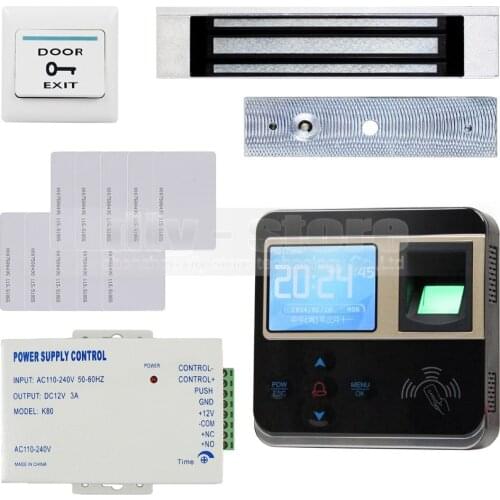 DIYSECUR Fingerprint 125KHz ID Card Reader 180kg Magnetic Lock Door Access Control System Kit