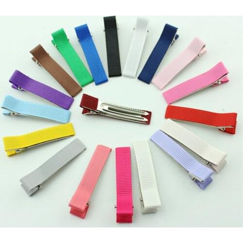 50pcs Mix Colors 50mm Double Prong Alligator Hair Clip Kids Satin Grosgrain Ribbon Hair Pin for Hair Bow DIY Hair Accessories