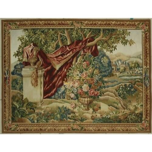 Tapestry curtain fabric wool aubusson tapestry floral tapestry asian tapestry woven tapestry