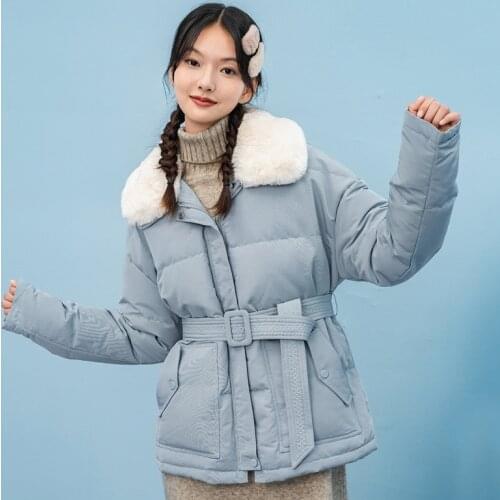 INMAN Winter White Duck Down Thermal Plush Waisted Fit Slim 90% Down Short Coat Womens Down Jacket