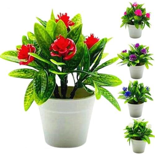 1 Set Artificial Plant Pot Curling Rose Flower Table Centerpieces Plastic Decorative Simulation Bonsai for Living Room