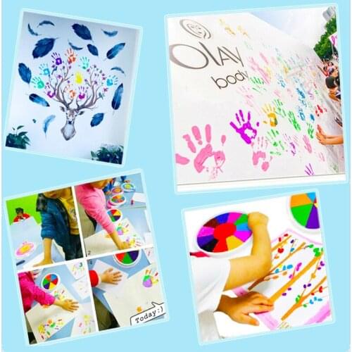 DIY Finger Painting Craft Cardmaking Large Round For Kids 6 Colors Ink Pad Stamp Education Drawing Toys Interactive toys