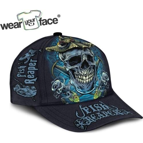 Fish Reaper Animals All Over Printed Snapback Hat Women Men Adult Hip Hop Headwear Outdoor Casual Sun Visor Baseball Cap