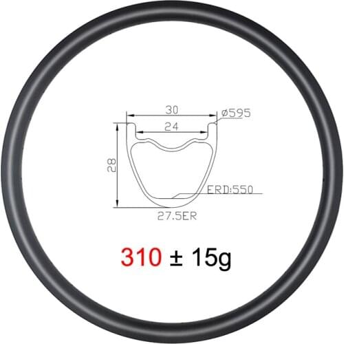 LIENGU 310g 27.5er 30mm Tubeless Hookless MTB XC Carbon Rim 24mm Inner Width Cross Country 650B Mountain Bike Wheel 24H 28H 32H