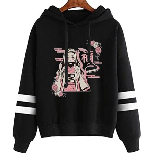 Kawaii Anime Hoodie Sweatshirt Demon Slayer Kimetsu No Yaib Print Hoodie Long Sleeve Pullover Cute Unisex Women Clothes