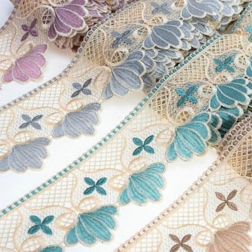 11 Yds Multicolor Lace Fabric 10.5cm Width Pattern Floral Shape Embroidery lace trim for Curtain Garments And Wedding Decoration