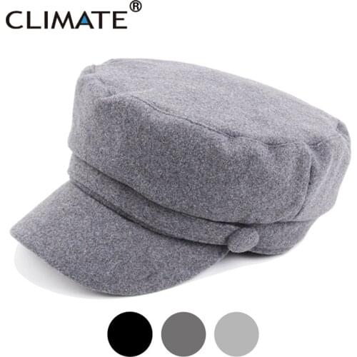 CLIMATE Women Fashion Navy Cap New Spring Military Army Caps Sailor Punk Blank Cool Hat Woolen Warm Marine Hat Caps for Woman