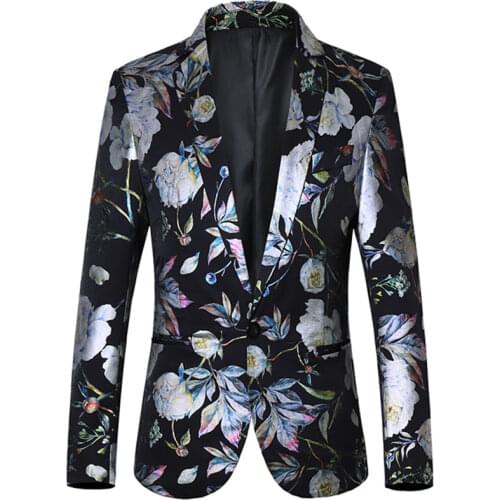 2021 Mens Autumn Print Bronzing Slim Trend Street Fashion Suit Jacket Youth Blazers Coat Large Size M-6XL